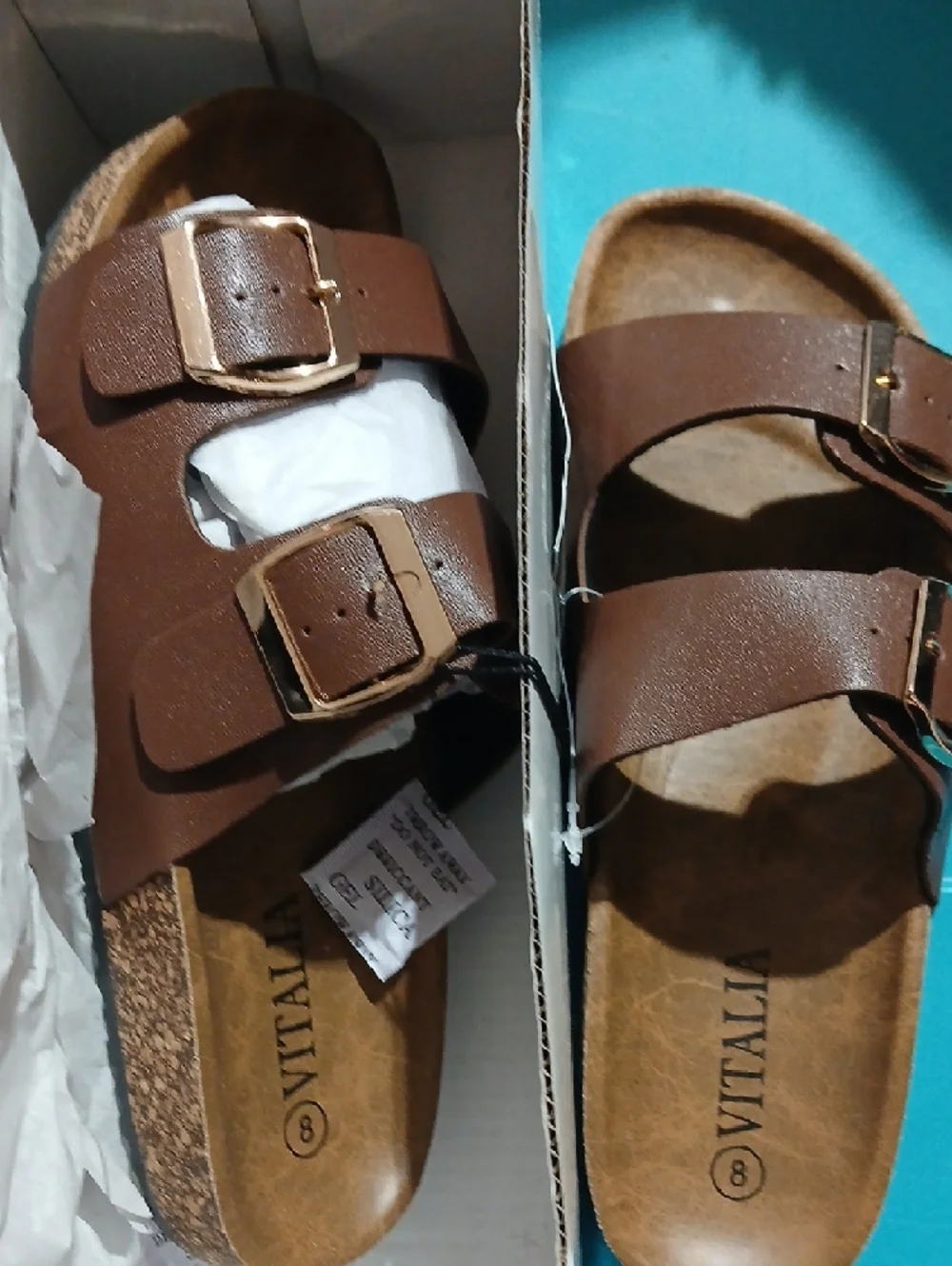 Brown Double Buckle Slide Sandal - Picture 6 of 8
